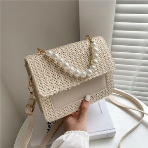 Summer Fashion Pearl Minimalist Western Style Crossbody Minimalist Ins Straw Indibra 240419