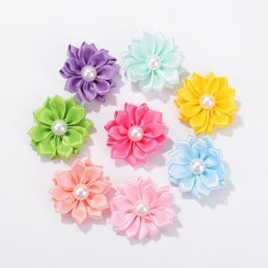 Pearl Rose Flower Hair Elastics Bands Hårbindningar Stretchy Rubber Hairbands Floral pannband Scrunchies Ponyil Holder