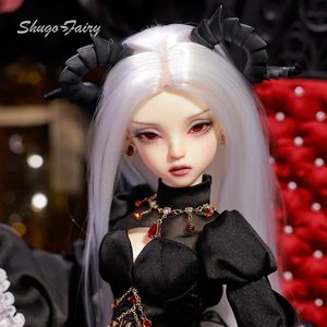 Bubo BJD Doll 14 Barly Fantasy Dark Red Eyes Goat Witch Magic Black Lace Vanguard Hanger Fishbone Chain Girl Dolls Toy 240422