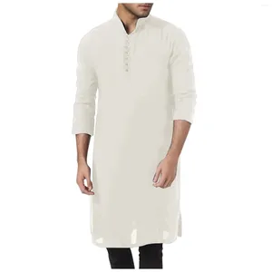 Ethnic Clothing Muslim Dresses Men Kaftan Abaya Dubai Robe Middle Eas T Kandoura Prayer Style Dishdasha Arab