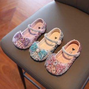 Girls Princess Shoes Sequins Crystal Dream Sparkly Children Ballet Flats 26-36 Three Colors Autumn Beautiful Kids Mary Janes 240416