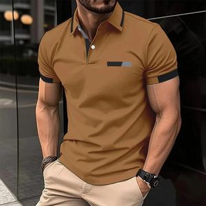 Summer Mens Casual Shortsleeved Polo Shirt Solid Color Fashion Fashion Business Sports Oddychany Tshirt Top 240426
