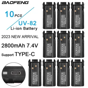 Walkie Talkie 10pcs UV-82 поддержка батареи тип-C Зарядка 2800 мАч 7,4 В, совместимая с Baofeng UV8D UV82HP.