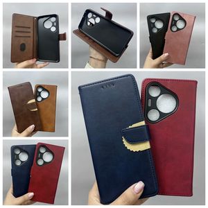 Vintage Leather Wallet Cases For Huawei PURA 70 Pro Fashion Stylish Luxury Retro Flip Cover Credit ID Card Slot Business Men Holder Kickstand PU Pouch Strap
