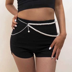 Taillenkettengürtel sexy geometrische Perle Taillenkette für Frauen Doppelschicht Perlenkettengürtel Streetwear Sommer Mode Körperschmuck