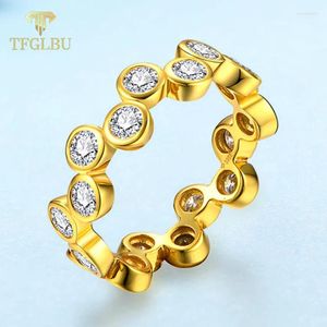 Cluster Rings tfglbu Full 3mm Moissanite 925 Sterling Sliver Bubble Ring for Women Trendy Simulated Diamond Band Christmas Gift Jewelry