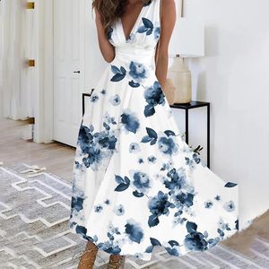 L XL Floral Summer Dress for Women Clothing Bohemian Loose Beach Sundress Midi Skirt Female Holiday Maxi Vestido Robe 240423