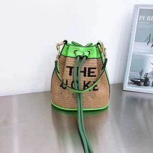 Luxury designer MioZj bucket bag Simple One Shoulder Straw Woven Bag New Style with Box Tote Womens