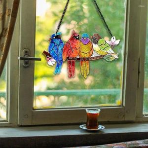 Decorative Figurines Stained Glass Bird Sun Catcher Window Hanging Ornaments Multicolor Ligght Reflectror Catchers 4-Birds On Branch Theme