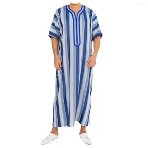 Etnik Kıyafet Müslüman Moda Erkekler Jubba Thobes Arapça Pakistan Dubai Kaftan Abaya Cüppes İslami Bayram Dua Şerit Uzun Bluz Elbise