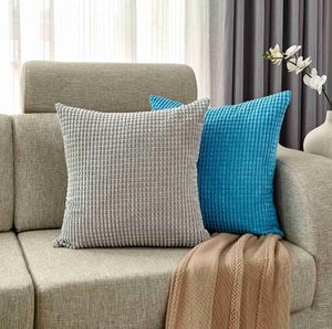 Kudde/dekorativ grå kudde täcker supermjuk randig sammet corduroy hem dekorativ täckning för soffa 45x45 cm dekorativt fodral