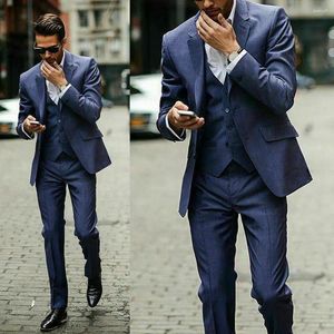 Ternos masculinos da Marinha Blue Classic Suit Business Party Formal Blazer Groom Jantar de casamento Tuxedo Homens personalizados 3pcs