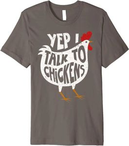 メンズTシャツはい私は鶏のシャツと話す|かわいいチキンバフツギフトプレミアムTシャツコットンTシャツギフトギフトTシャツ