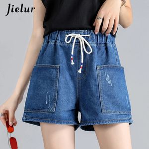 Alta cintura feminina Jeans Jeans azuis Bolsos de jeans de jeans de mulher casual solteira feminina S-5xl Moda coreana 240418