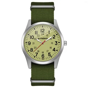 Wristwatches Simple Men Watches Big Dial Waterproof Man Wristwatch Nylon Strap SYNOKE Brand Military Sports Watch