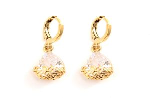 Trendy Luxury 24 K Ct Gold GF CZ Earramento Droga de água Dangle Chandelier Acessórios de noivas