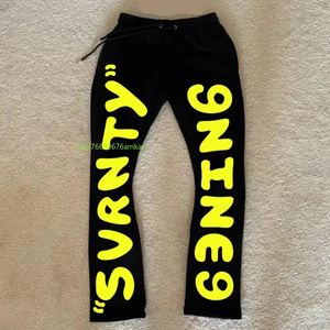 Black Casual Pants Men and Women Ins Letters Printed Cotton Y2k Hundred Pants Street Style Loose Bete Pants 240410