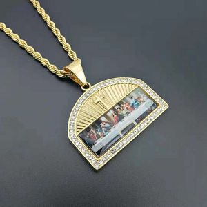 Designer Pendant Neckores New Hot Selling Hip-Hop Overseas Titanium Steel Gold-Plated With Diamonds Den sista superoljemålningen