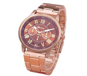 Whole men women geneva alloy band watches 3 eyes Numerals wristwatches fashion casual roma dial quartz sport bracelet watch5184658