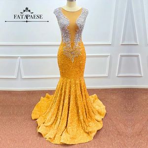 Party Dresses Sexy Gold Prom Dress Beading Gem Stones Bodice Illusion Sparking Sequins Gown Mermaid Floor-length Skirt Formal