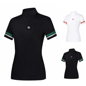 Womens Golf Wear 2024 Summer Treasable Golf Polo Thirts Thirts Women Sleed Sleeved Slim Slim Tops Tops Golf Golf Golf 240419