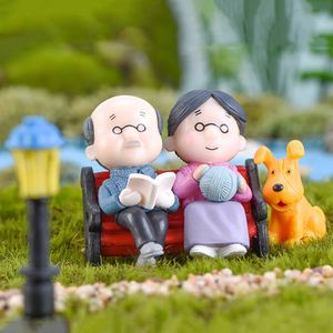 Mini coppia creativa figure nonno nonno padrino di dolcezza coppia ornamento per figurine da giardino fata decorazione per la casa in miniatura 240424