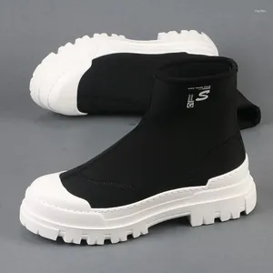 Casual Shoes High Top Tide Men's Ankle Boots Socks Shoe Cover Foot Everything With Thick Soled Platform Men