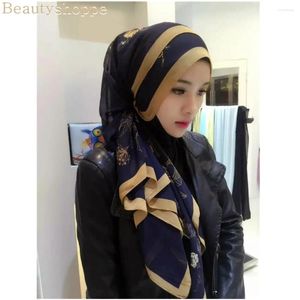 Ethnic Clothing Muslim Stamping Flower Silk Cape Chiffon Scarf Islamic Hijab Arab Shawls Shayla