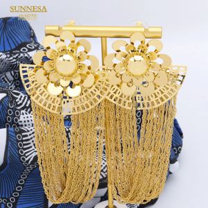 Sunnesa Long Tassel Earrings 18K 금도 기획 Afrcian 보석 여성 파티 불규칙적 인 수면 귀걸이 보석 액세서리 240417