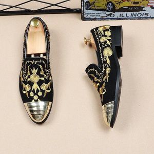 Casual Shoes Men's Wedding Overized Gold Embroidered Dress Fashionable Nightclub Party Super Size Zapatos Hombre A9