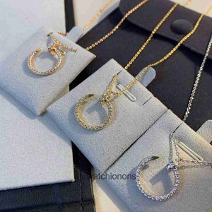 High Quality Luxury Necklace Cartter version Nail Couple Fashionable Personality s925 Thick Plated 18K Gold Head Tail Diamond Pendant Collar Chain