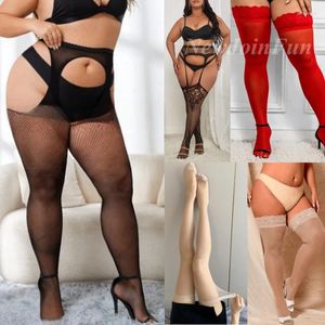 Calzini da donna Freeauce Plus size Garter Serviri in pizzo