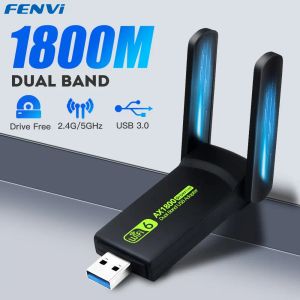 Karty 1800 Mbps Wi -Fi 6 Adapter USB 3.0 802.11AX Podwójny pasmo 2.4G/5 GHz WiFi Dongle Network Card RTL8832AU WINNE WINNE 10/11 PC