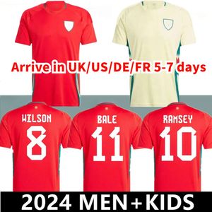 2024 Wales Soccer Jersey 24/25 Home Red Allen Bale Ramsey Camisa Nacional James Wilson Brooks Giggs Away Men Kit Kit Uniforme de futebol