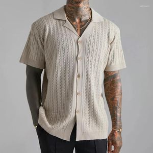 Herren lässige Hemden Herren Top Strickknopf kurzärmeliges Hemd Sommer atmungsaktiv für Männer