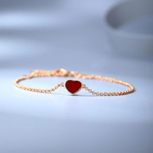 Luxus ch Familie Liebe rotes Chalcedon -Armband Hochwertige Luxusschmuck für Frauen Jubiläum Geschenke Rose Gold Exquisit 925sterling Silberschmuck Armband