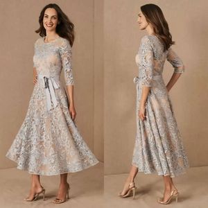 Bride Elegant Of Dresses The Jewel Neck A Line Lace Appliques Wedding Guest Dress 3/4 Long Sleeves Formal Mother Gowns Cg001 Ppliques