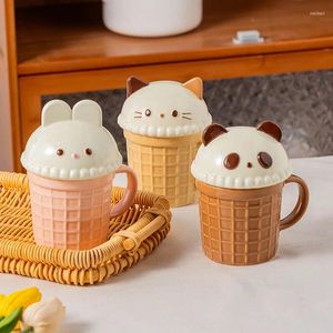 Tazze ahunderjiaz cartone animato gelato tazze da casa ceramica ragazza per la colazione cucina bere cucina e bar