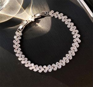 Choucong Roman Wedding Bracelets Luxury Jewelry 18K White Gold Fill Round Cut White Topaz CZ Diamond Gemstones Party Women Promise1619459