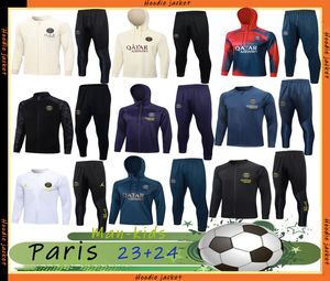 Hoodie Psges Trailsuit Futbol Terzini Eğitim Takımı 23 24 25 Tuta Maillot Ceket Paris Mbappe Erkek ve Çocuk Kiti Futbol Trailtsuits Jogging Survetement Chandal