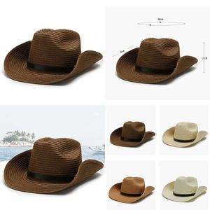 BRIM WIDE HATS BUCHET NATURLIG STRÅD COWBOY HAT Kvinnor Män handgjorda Weave för Lady Summer Western Sombrero Hombre Lifeguard 231005 Originalkvalitet