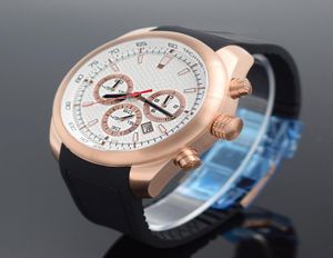 Sports men039s rubber belt Watches Six pin run seconds calendar Steel shell Butterfly double snap Quartz watch 07815690801