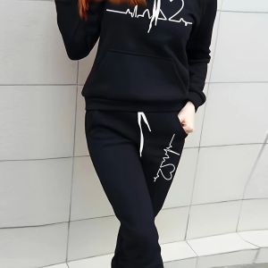 Donne autunno inverno caloroso set di peluche rotonde abiti da streetwear femminile di moda femmina