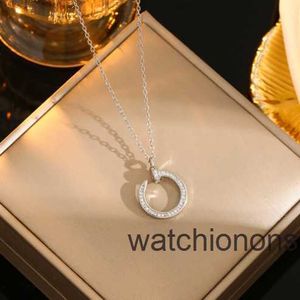 High Quality Luxury Necklace Cartter Trendy and highend full of diamond card home nail titanium steel necklace zircon pendant fashionable simple luxury