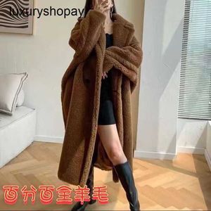 Maxmaras Coat Teddy Bear Womens Cashmere Coats Wool Winter 100 All New Lamb Hair Particle Sheep Cut Fleece Medium Length Fur c