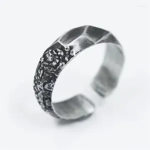 Cluster Rings Vintage Stone Pattern Ring Male Jewelry Open Size Personality Silver 925 Sterling For Men Party Accessories