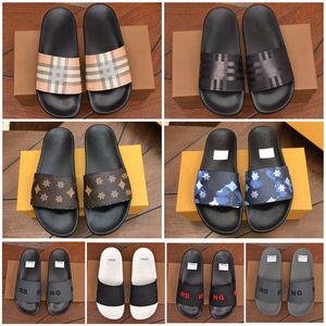 classic tartan Mule Designer slippers rubber sandal womens mens Slide shoe Casual top quality flat canvas Beach Vintage printing sandale Summer Sliders with box