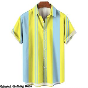 Herren Casual Shirt Summer Buttoned kurzärmelig gestreiftes Druck atmungsaktives komfortables Hemd für die Arbeit im Freien Urlaubsgeschäft 240418