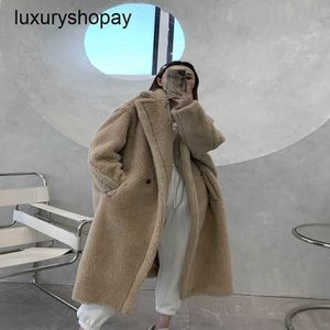 Maxmaras Coat Teddy Bear Womens Cashmere Coats ull vinter 2024 Nytt läder och päls integrerad partikel sammet 100 All Medium Lengt