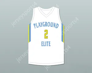 Custom Name Nome Mens Juventude/Jogador Crianças 2 Playground Elite AAU Jersey White Jersey Top Stitched S-6xl